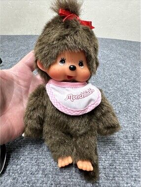 Sekiguchi Monchhichi Brown Girl Plush Doll with  Japan Kawaii